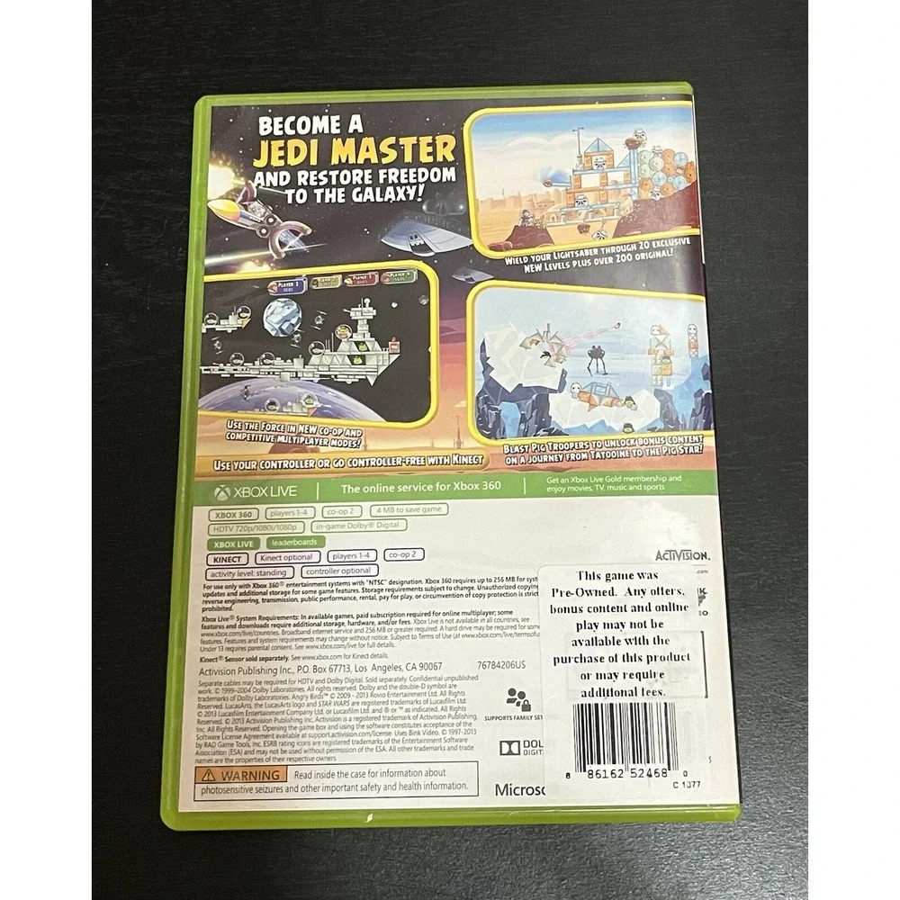 Xbox 360 Kinect Adventures And Angry Birds Stars Wars Game Bundle